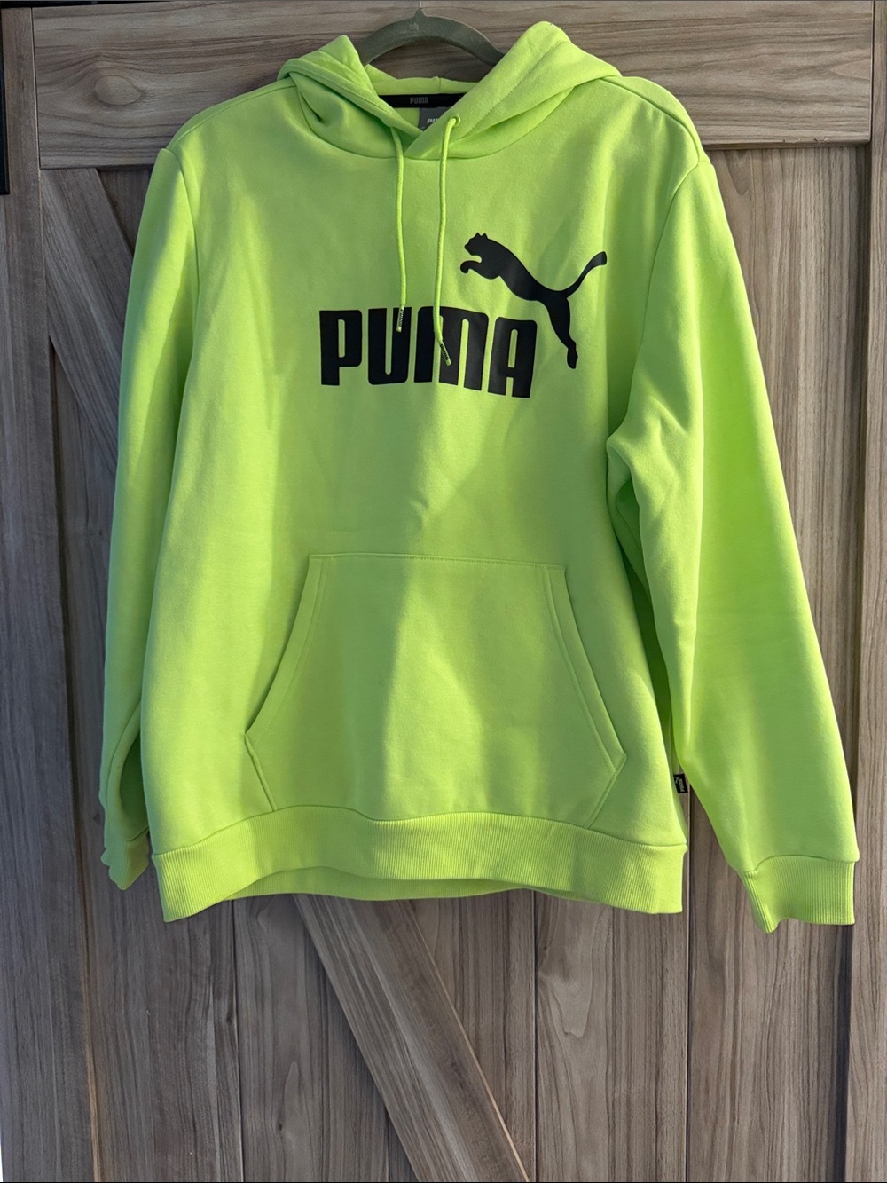 Puma Bright Neon Green Hoodie with Black Logo